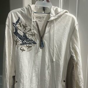 Ocean Drive White and Gray Graphic Hoodie